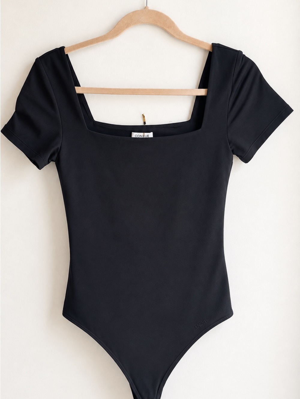 Aritzia - Black Square Neck Short Sleeve Bodysuit